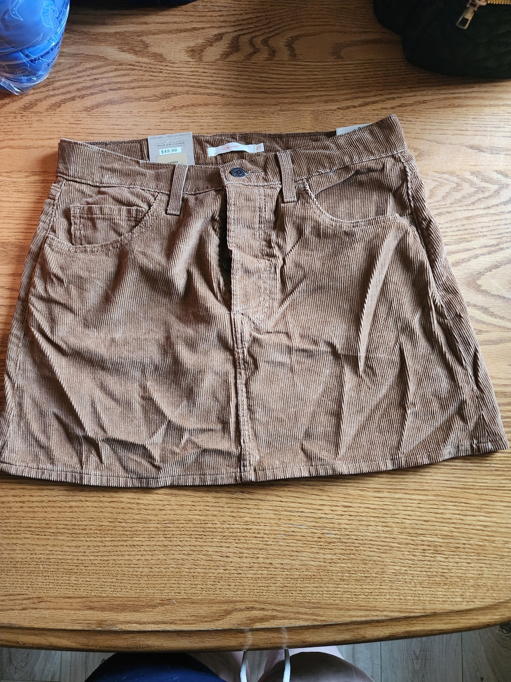 Levi's Tan Corduroy Mini Skirt with Front Button